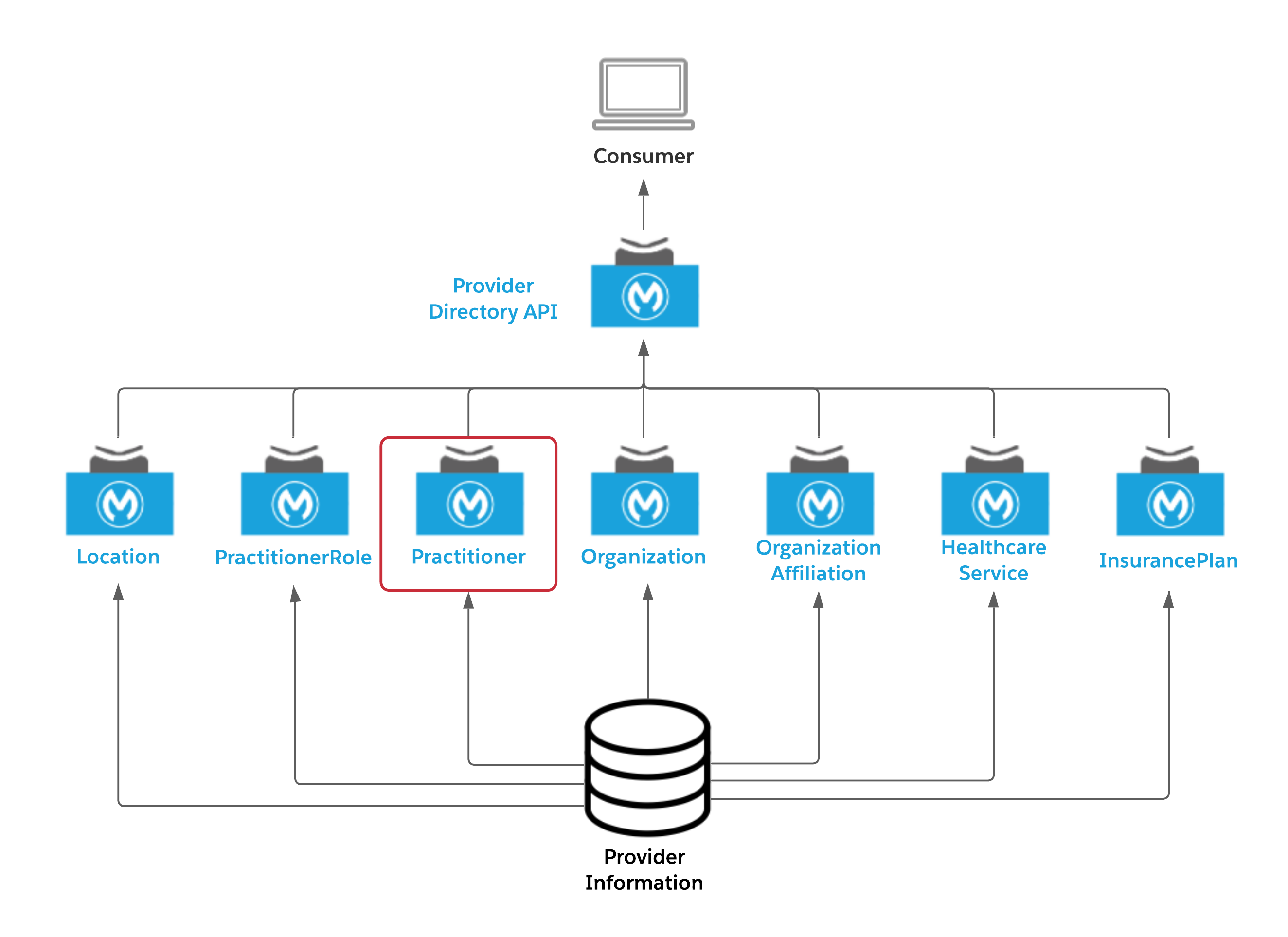 API Led diagram for Practitioner API